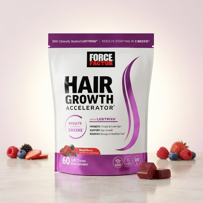 Force Factor Hair Growth Accelerator – Gomitas con Lustriva® y Biotina | 60 gomitas